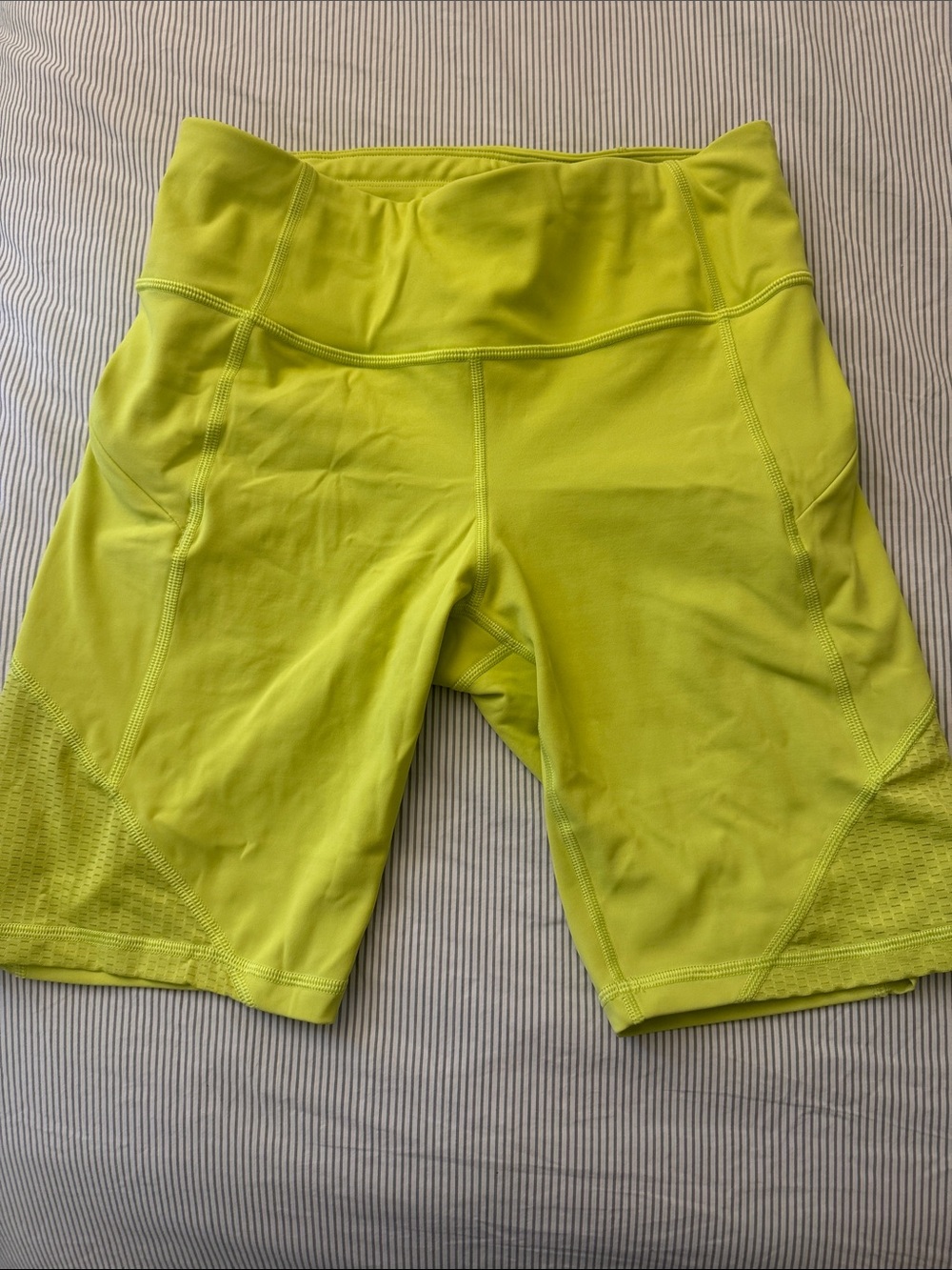 Athleta Lime Green High-Rise Bike Shorts